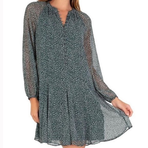 JOIE Ladies Artic Animal Spot Balloon Sleeve Dress Green Size Large‎ - Picture 1 of 15